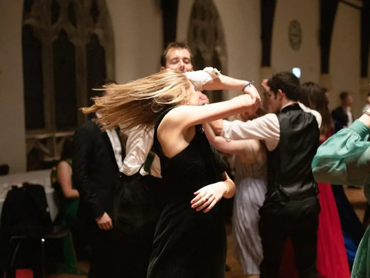 Revellers attending a Scottish dance party