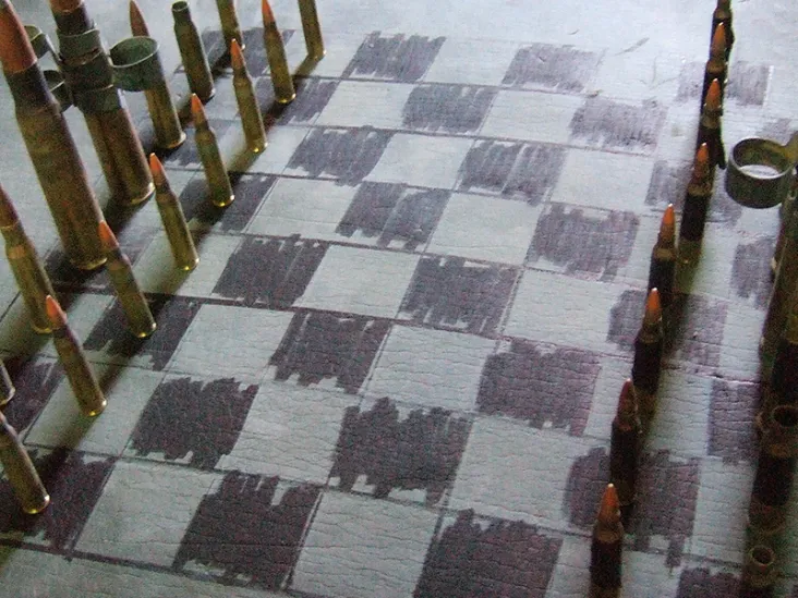 DIY chessboard, Afghanistan, 2006