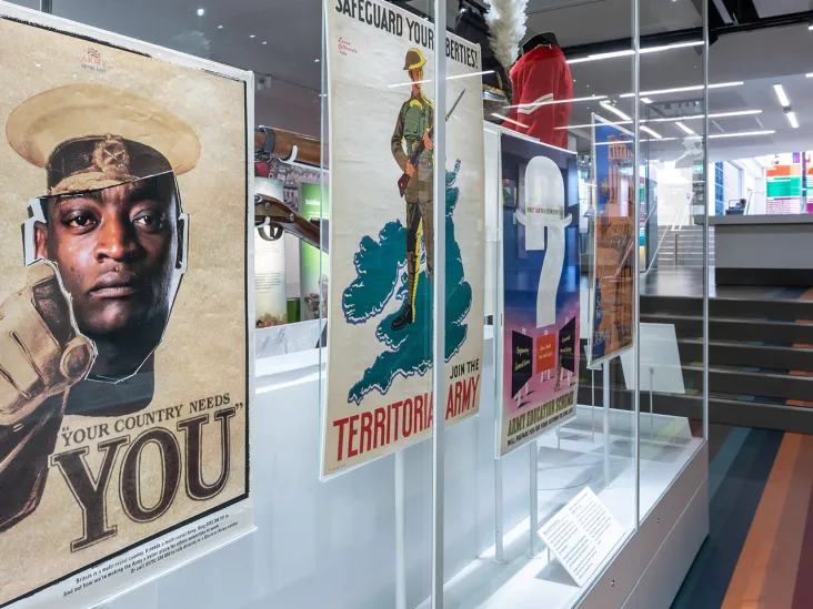 Recruiting posters on display in Formation gallery