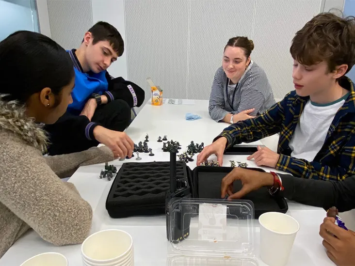 Young people attending a Saturday Club session at the National Army Museum