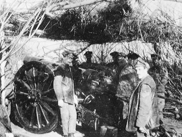 A six-inch howitzer of 127th Siege Battery, Royal Artillery, Salonika, 1917