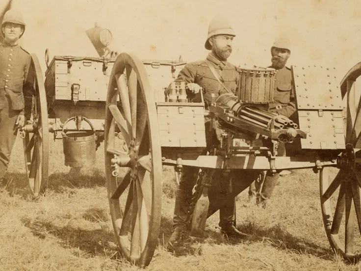 Gatling gun and operating crew during the Zulu War, 1879