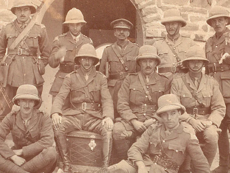 Officers of the 28th Light Cavalry (including Uloth on the right of second row) at Meshed, 1918