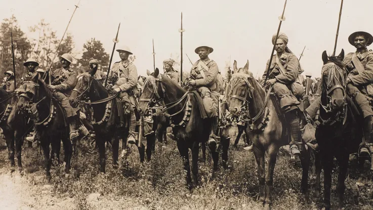 Indian cavalry await the order to advance on the Somme, 14 July 1916