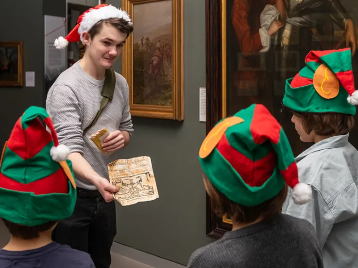 Children attending a festive family tour