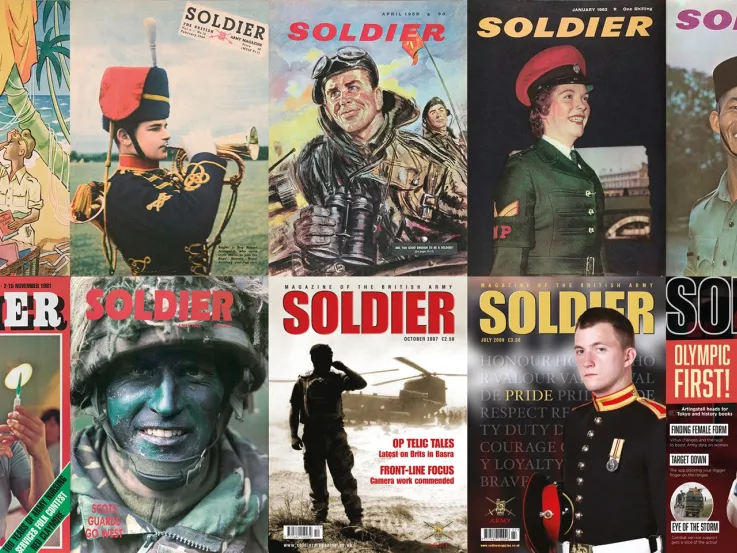 A collage of Soldier Magazine covers