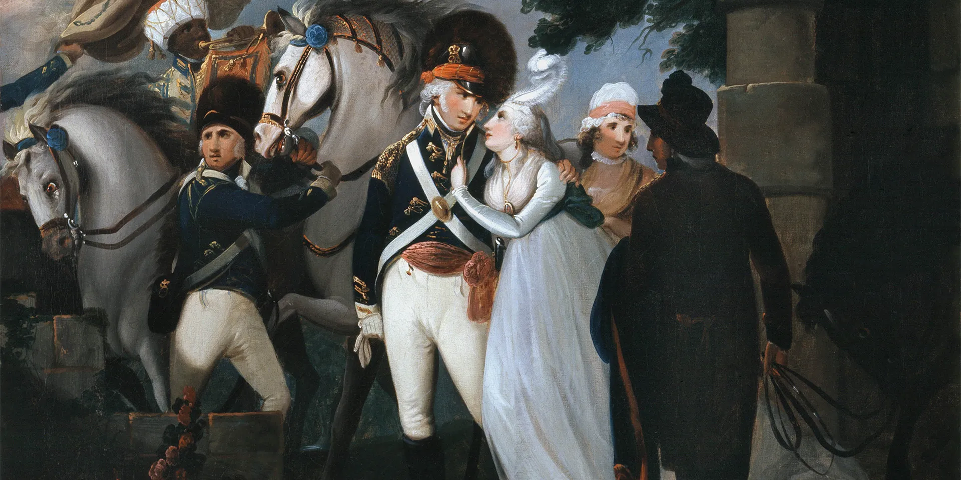 An officer of light dragoons taking leave of his wife, c1795