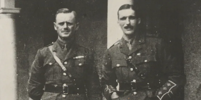 Captain Michael Charles Cooper Harrison, DSO MC (left) with Captain Henry Antrobus Cartwright, MC, c1918