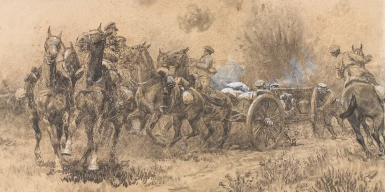 Field Artillery in action at the Battle of Le Cateau, 1914