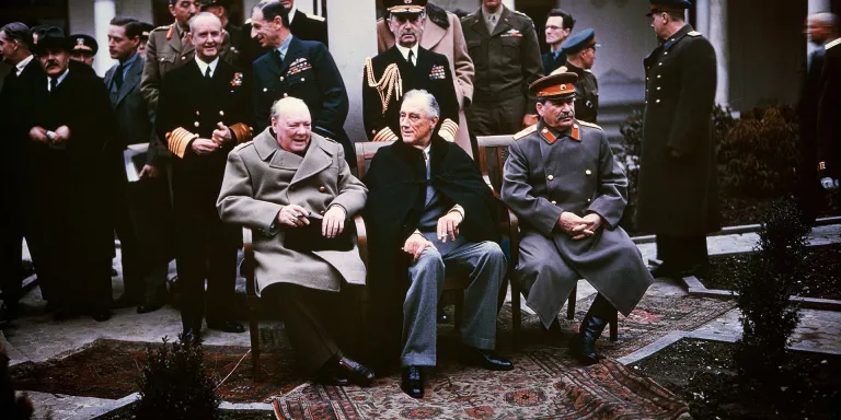 Churchill, Roosevelt and Stalin at the Yalta Conference, 1945