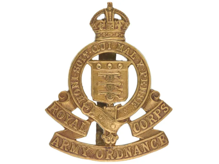 Other ranks’ cap badge, Royal Army Ordnance Corps, c1918